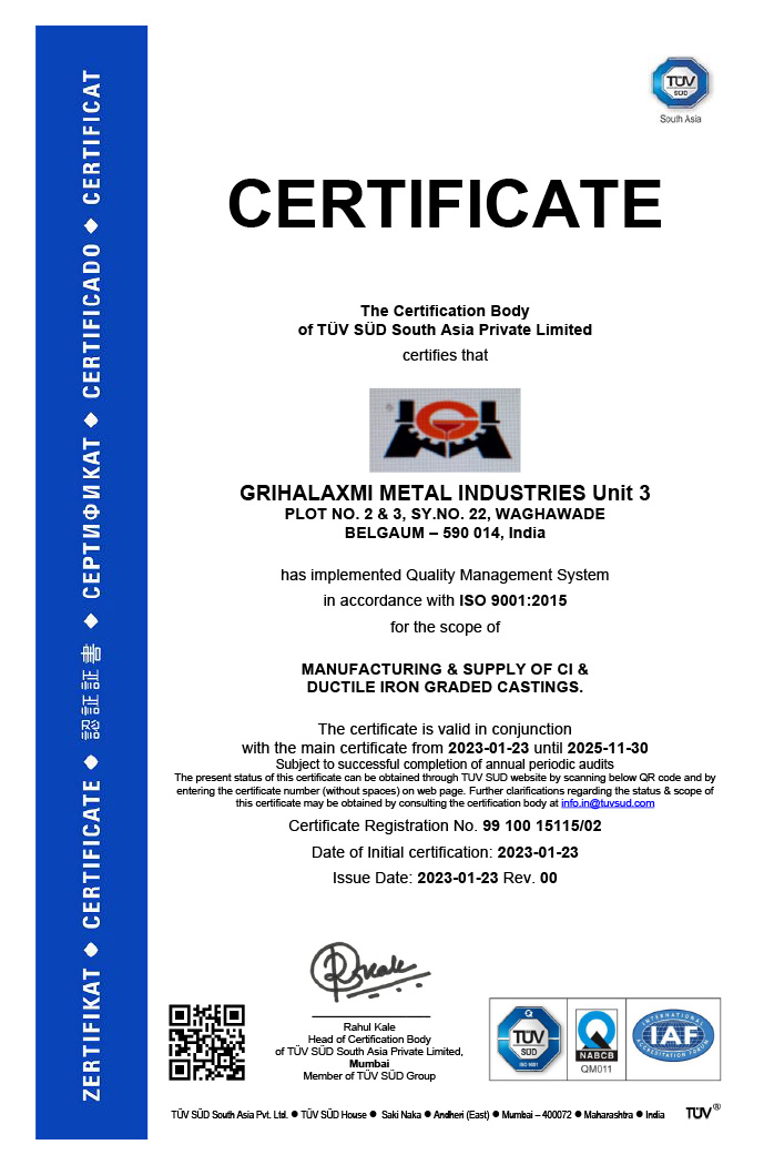 Grihalaxmi Unit 3 ISO certificate